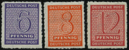 WEST-SACHSEN 117-19CX , 1945, 6 - 12 Pf. Roßwein, Durchstochen 10, Wz. 1X, 3 Prachtwerte, Gepr. Ströh, Mi. 90.- - Autres & Non Classés