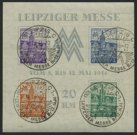 WEST-SACHSEN Bl. 5Ya O, 1946, Block Leipziger Messe, Wz. 1Y, Type IV, Sonderstempel, Pracht, Mi. 350.- - Autres & Non Classés