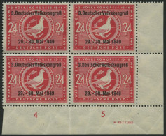 ALLGEMEINE-AUSGABEN 233IIDV3 , 1949, 24 Pf. 3. Volkskongreß, Aufdruck-Type II, Mit Druckereivermerk M 301/Z 3202 Im Vier - Altri & Non Classificati