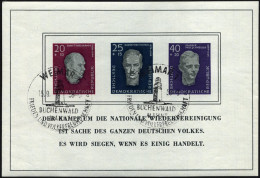 DDR Bl. 15 O, 1958, Block Buchenwald, Ersttags-Sonderstempel, Pracht, Mi. 130.- - Sonstige & Ohne Zuordnung