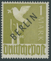 BERLIN 17a , 1948, 1 M. Lebhaftbräunlicholiv Schwarzaufdruck, Falzrest, Pracht, Gepr. Schlegel, Mi. 60.- - Other & Unclassified