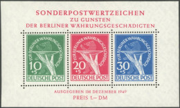 BERLIN Bl. 1 , 1949, Block Währungsgeschädigte, Falzreste Im Rand, Marken Postfrisch Pracht, Mi. 500.- - Sonstige & Ohne Zuordnung