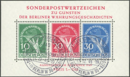 BERLIN Bl. 1 O, 1949, Block Währungsgeschädigte, Ersttags-Sonderstempel, Pracht, Fotoattest H.G. Schlegel, Mi. 2200.- - Andere & Zonder Classificatie