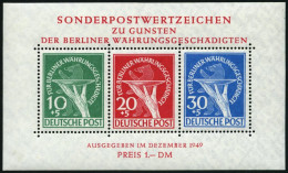 BERLIN Bl. 1II , 1949, Block Währungsgeschädigte, Beide Abarten, Pracht, Gepr. Lippschütz, Mi. 1000.- - Blokken