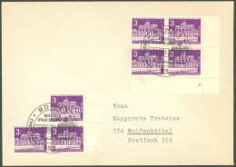 BERLIN 231 BRIEF, 1963, 3 Pf. Brandenburger Tor, 7-mal Auf FDC, Dabei Viererblock Aus Der Rechten Unteren Ecke (Nr. 4),  - Autres & Non Classés