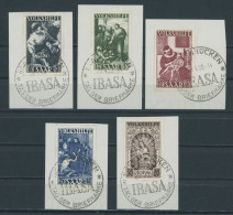 SAARLAND 267-71 BrfStk, 1949, Gemälde I Auf Briefstücken, Sonderstempel IBASA, Prachtsatz, Fotoattest Geigle, Mi. 650.- - Altri & Non Classificati