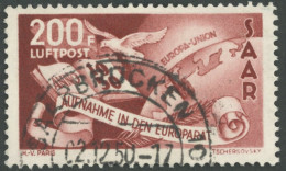 SAARLAND 298 O, 1950, 200 Fr. Flugpost, Pracht, Kurzbefund Geigle, Mi. 310.- - Otros & Sin Clasificación