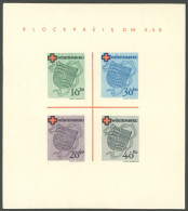 WÜRTTEMBERG Bl. 1I/III , 1949, Block Rotes Kreuz, Type III: Zwei Blaue Schräglinien Rechts Von Der 30, Pracht, Mi. 160.- - Andere & Zonder Classificatie