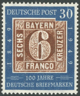 BUNDESREPUBLIK 115I , 1949, 30 Pf. 100 Jahre Briefmarken Mit Abart 0 In Der Wertangabe 30 Beschädigt, Postfrisch, Pracht - Altri & Non Classificati