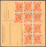 BUNDESREPUBLIK 126 BRIEF, 1954, 6 Pf. Posthorn Im Achterblock Rückseitig Auf Paketkarte Mit Zusatzfrankatur Aus JANDELSB - Sonstige & Ohne Zuordnung