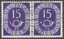 BUNDESREPUBLIK 129 Paar O, 1951, 15 Pf. Posthorn Im Waagerechten Paar, Pracht, Mi. 180.- - Sonstige & Ohne Zuordnung