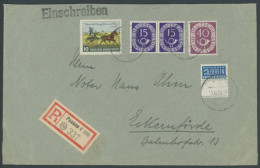 BUNDESREPUBLIK 129 Paar BrfStk, 1952, 15 Pf. Posthorn Im Waagerechten Paar Mit Zusatzfrankatur Auf Bedarfs-Einschreibbri - Briefe U. Dokumente