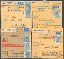 BUNDESREPUBLIK 134 BRIEF, 1954, 50 Pf. Posthorn Auf 4 Paketkarten Mit Verschiedenen Mehrfachfrankaturen (2,3,4 Und 7 Mar - Andere & Zonder Classificatie