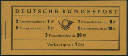 MARKENHEFTCHEN MH 4Xv , 1958, Markenheftchen Heuss/Ziffer, Deckel Dunkelchromgelb, Pracht, Mi. 100.- - Otros & Sin Clasificación