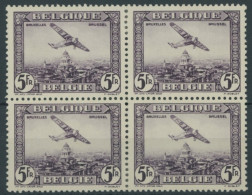 BELGIEN 298 VB , 1930, 5 Fr. Dunkelviolett Im Viererblock, Falzreste, Pracht - Sonstige & Ohne Zuordnung