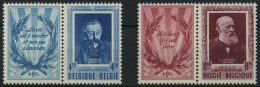 BELGIEN 947/8Zf , 1952, Schriftsteller Mit Zierfeldern, Mi.Nr. 948 Bug Im Zierfeld Sonst Pracht, Mi. 220.- - Altri & Non Classificati