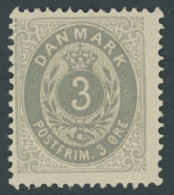 DÄNEMARK 22IYAa , 1875, 3 Ø Mattultramarin/grau, Falzrest, Pracht, Mi. 140.- - Sonstige & Ohne Zuordnung