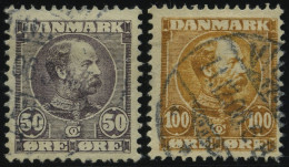 DÄNEMARK 51/2 O, 1905, 50 ø Dunkellila Und 100 ø Gelbbraun, 2 Prachtwerte, Mi. 80.- - Gebraucht