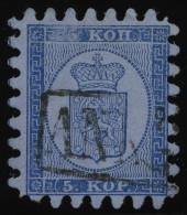 FINNLAND 3B O, 1865, 5 K. Blau Auf Graublau, R1 ANK, Nur Eine Zunge Verkürzt, Pracht - Otros & Sin Clasificación