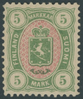 FINNLAND 25b , 1887, 5 M. Gelbgrün/rot, Falzreste, Pracht, Mehrfach Signiert, Mi. 650.- - Sonstige & Ohne Zuordnung