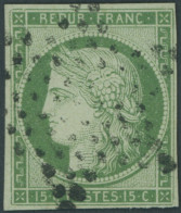 FRANKREICH 2a O, 1850, 15 C. Grün, Farbfrisches Prachtstück, Signiert Starauschek, Mi. 1200.- - Sonstige & Ohne Zuordnung