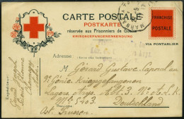 FRANKREICH FELDPOST 1917, Kriegsgefangenen-Vordruckkarte Vom Roten Kreuz Mit Gebührenfreiheitsvermerk In Ein Lager Nach  - Cartas & Documentos