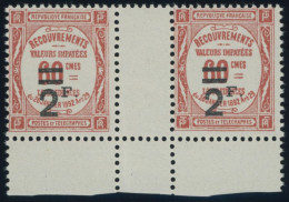 PORTOMARKEN P 56ZW , 1926, 2 Fr. Auf 60 C. Ziegelrot Im Waagerechten Zwischenstegpaar, Postfrisch, Pracht - Other & Unclassified