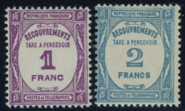 PORTOMARKEN P 60/1 , 1927, 1 Fr. Violett Und 2 Fr. Hellblau, Postfrisch, 2 Prachtwerte, Mi. 140.- - Otros & Sin Clasificación
