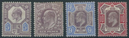 GROSSBRITANNIEN 110-13 , 1902, 5 - 10 P. König Eduard VII, 4 Werte Feinst/Pracht, Mi. 180.- - Other & Unclassified