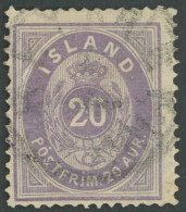 ISLAND 10Aa O, 1876, 20 A. Violett, Teilweise Bogenrand-Wz.!, üblich Gezähnt Pracht, Mi. 600.- - Altri & Non Classificati