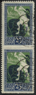 LETTLAND 37UMw O, 1919, 25 Kap. Befreiung Von Kurland Im Senkrechten Paar, Mitte Ungezähnt, Pracht - Letland