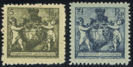 LIECHTENSTEIN 48/9B , 1921, 5 Rp. Schwarzbräunlilcholiv Und 71/2 Rp. Schwarzblau, Gezähnt L 121/2, Postfrisch, 2 Prachtw - Other & Unclassified