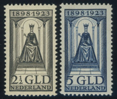 NIEDERLANDE 132/3 , 1923, 2.50 Und 5 G. 25 Jahre Regentschaft, Falzrest, 2 Pachtwerte - Other & Unclassified