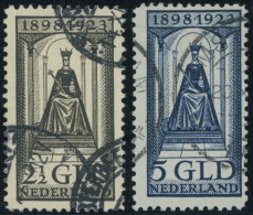 NIEDERLANDE 132/3 O, 1923, 2.50 Und 5 G. 25 Jahre Regentschaft, 2 Prachtwerte, Mi. 450.- - Other & Unclassified
