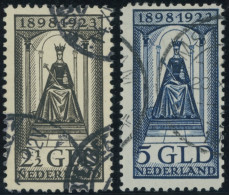 NIEDERLANDE 132/3 O, 1923, 2.50 Und 5 G. 25 Jahre Regentschaft, 2 Prachtwerte, Mi. 450.- - Altri & Non Classificati