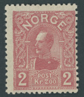 NORWEGEN 74 , 1909, 2 Kr. Rosa, Falzrest, Pracht, Mi. 130.- - Autres & Non Classés