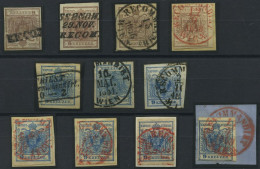 ÖSTERREICH 4/5X,Y BrfStk,o , 1850/4, 6 Kr. Braun Und 9 Kr. Blau, 11 Werte Mit RECOMMANDIRT-Stempeln, Dabei 5 Rote, Meist - Altri & Non Classificati