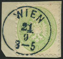 ÖSTERREICH 31 BrfStk, 1863, 3 Kr. Grün, Blauer K1 WIEN, Prachtbriefstück - Altri & Non Classificati