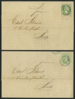 ÖSTERREICH 36I BRIEF, 1870, 3 Kr. Grün, Grober Druck, Je Auf Ortsbrief Mit Blauem Und Schwarzem K1 LANDSTRASSE WIEN, Pra - Otros & Sin Clasificación