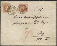 ÖSTERREICH 37I,39I BRIEF, 1870, 5 Kr. Karmin Und 15 Kr. Braun, Grober Druck, Auf Reco-Brief Mit K2 HABSBURGGASSE WIEN Na - Usati