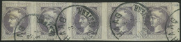 ÖSTERREICH 42II/IIIa O, 1896, 1 Kr. Grauviolett, Feiner Druck, Type III, Im Waagerechten Fünferstreifen Vom Rechten Rand - Usados