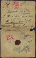 ÖSTERREICH 46I,48 BRIEF, 1885, 5 Kr. Rot (2x) Und 20 Kr. Olivgrau Auf RECOM-Brief Von POCHLAHN (K1) Nach Washington, Sta - Oblitérés