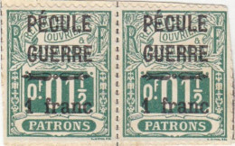 2 Timbres Vignettes "Retraite Ouvrière" Pécule De Guerre 1 F - Marche Da Bollo