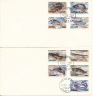 Uganda FDC 1-4-1985 FISH Complete Set Of 9 On 2 Covers - Uganda (1962-...)