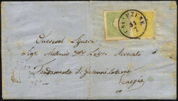 LOMBARDEI UND VENETIEN 6II,8 BRIEF, 1858, 2 So. Gelb Und 3 So. Grün, Type II, Auf Brief Von CAVARZERE (K1) Nach Venezia, - Lombardo-Vénétie