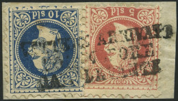 POST IN DER LEVANTE 3II,4I BrfStk, 1878, 5 So. Rot, Feiner Druck Und 10 So. Blau, Grober Druck, Vollständiger L3 LETTERE - Oriente Austriaco