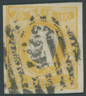 PORTUGAL 18 O, 1866, 10 R. Gelb, Pracht, Mi. 200.- - Andere & Zonder Classificatie