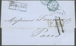 RUSSLAND 1862, Rhombenstempel ODESSA Auf Taxiertem Kabinettbrief Mit R3 AUS RUSSLAND EIS. POST BUREAU V. Und R1 P. 33 Na - Altri & Non Classificati