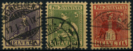 SCHWEIZ BUNDESPOST 133-35 O, 1917, Pro Juventute, Prachtsatz, Mi. 110.- - Used Stamps