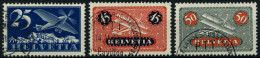 SCHWEIZ BUNDESPOST 180,183/4z O, 1937, 25 Und 45 C. Flugpost, Gestrichenes Faserpapier, 3 Prachtwerte, Mi. 115.- - Usati